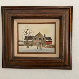 H. Hargrove Signed Serigraph Oil Painting Blacksmith Winter Horse Original